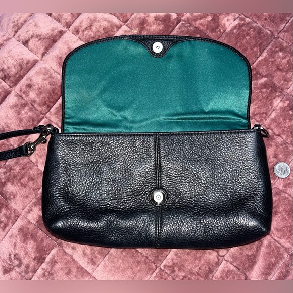 Coach Black Pebbled Leather Wristlet - Picture 3 of 6